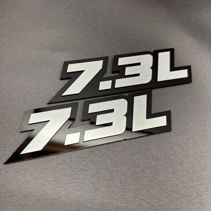 7.3L fender badge brushed silver engine emblem for Ford Super Duty V8 truck