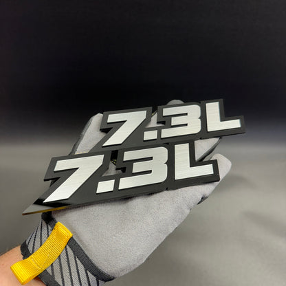 7.3L engine fender emblem brushed silver automotive badge for Ford Super Duty