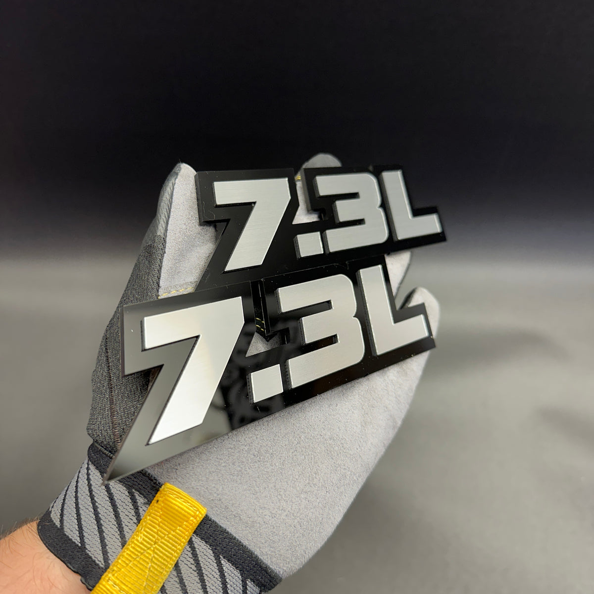 7.3L fender badge brushed silver engine emblem for Ford Super Duty