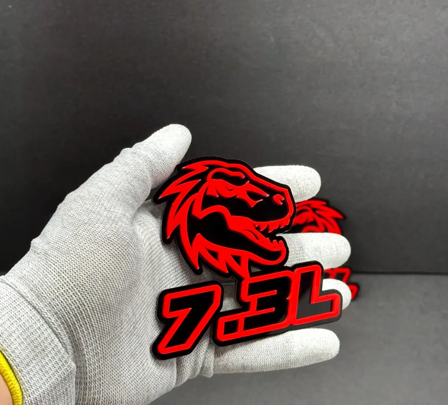 7.3L Godzilla badge red acrylic emblem for Ford F250 F350 performance truck