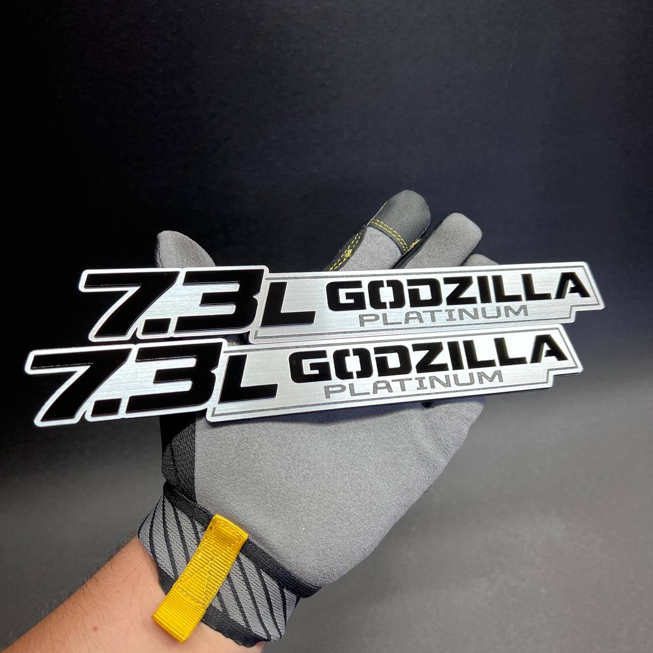 Silver and black 7.3L engine car badge fender emblem for truck exterior