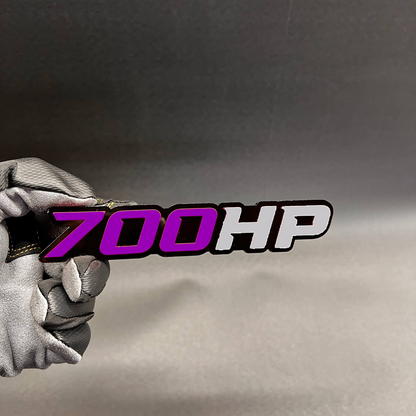 700HP performance car emblem for fender, tailgate, or exterior trim