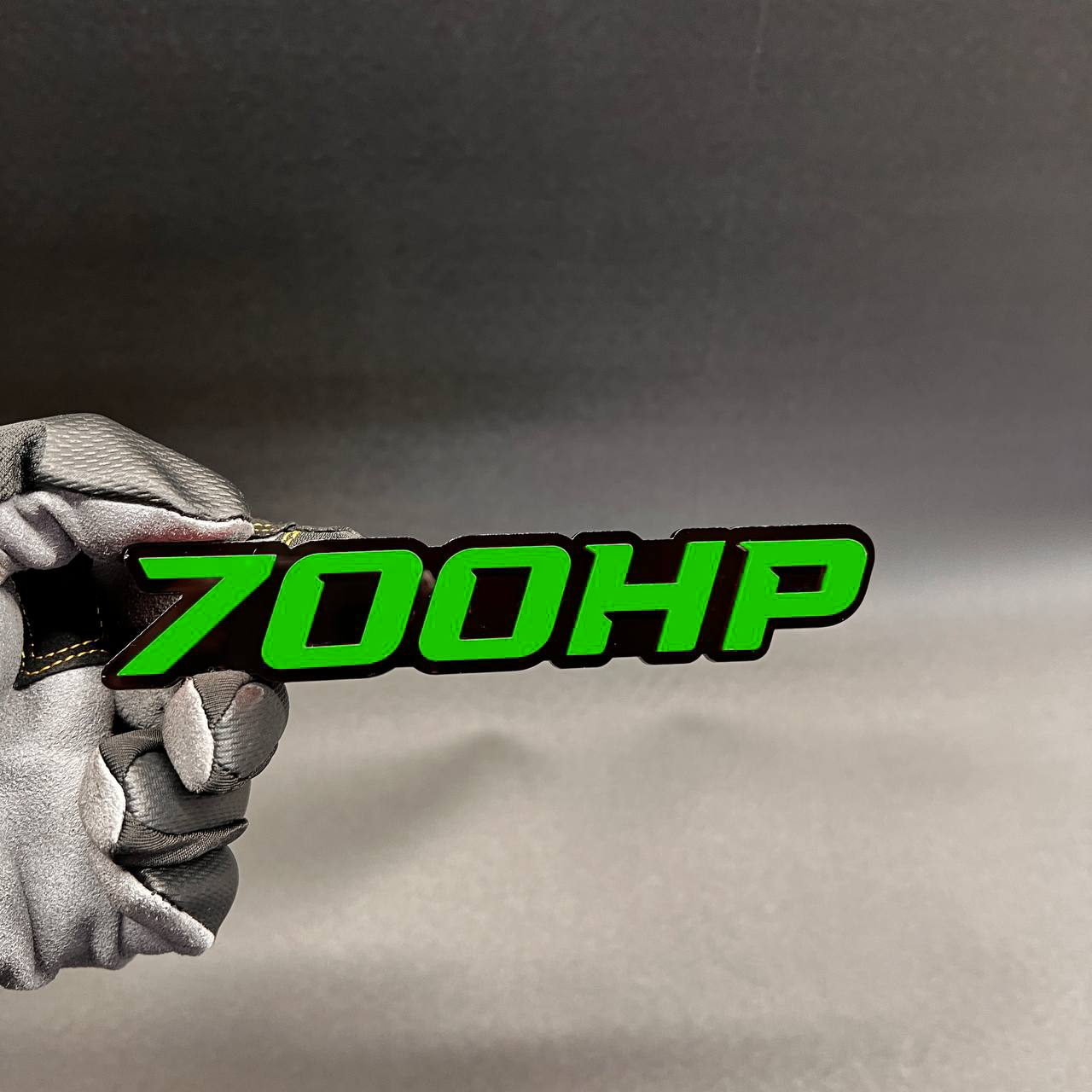 700HP high horsepower emblem with aggressive red on black look