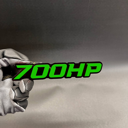 700HP high horsepower emblem with aggressive red on black look