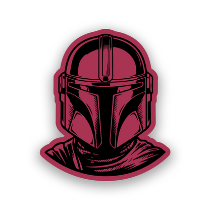 Beskar helmet inspired engraved car emblem with futuristic sci fi styling