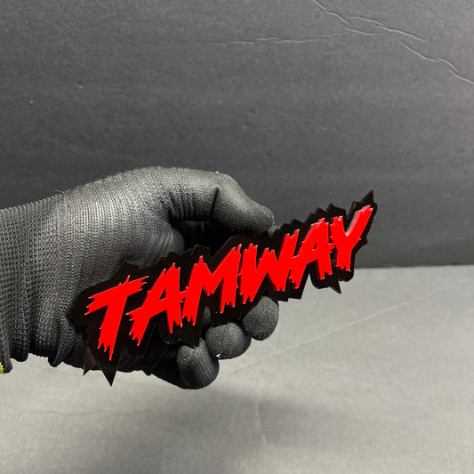 Custom acrylic car emblem in lightning font double-layer design