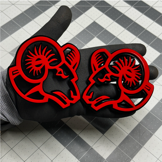 Angry Ram Head Car Badge Fender Emblems – Custom Car Badge Multicolor Set of 2