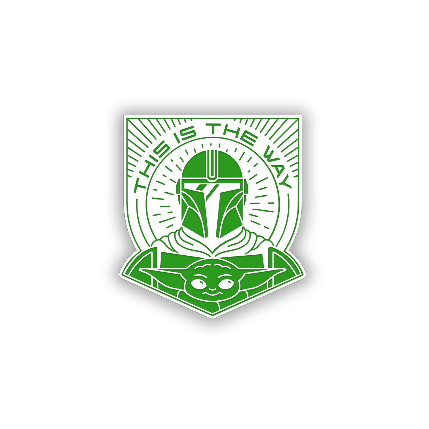 Baby Yoda and Mandalorian helmet engraved automotive emblem