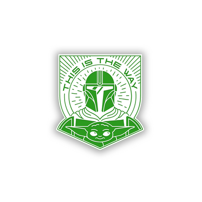 Baby Yoda and Mandalorian helmet engraved automotive emblem