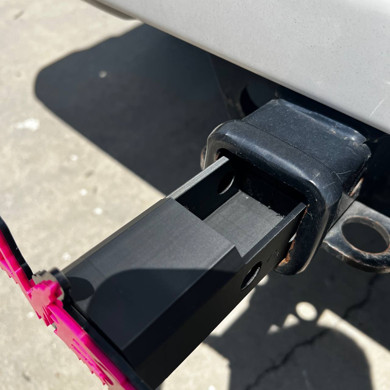 Custom text hitch cover with 3D acrylic lettering for trucks and SUVs