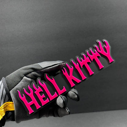 Hell Kitty pink flame acrylic car badge emblem for F150 truck fender
