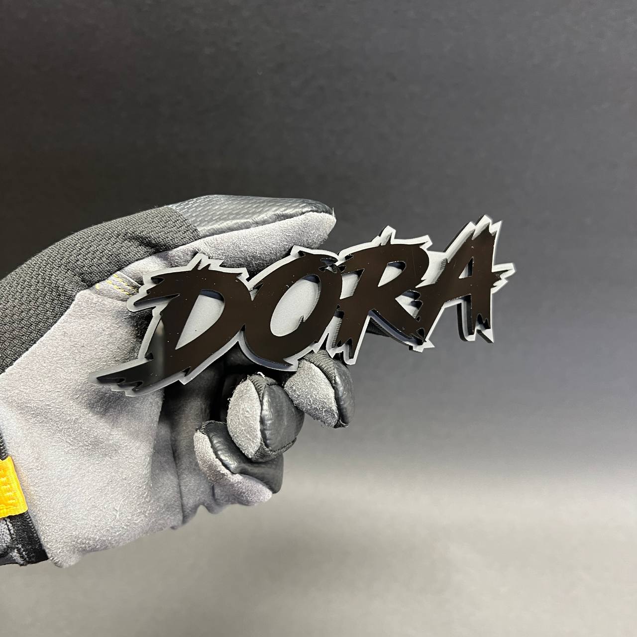 custom text lightning badge installed on tailgate bold look