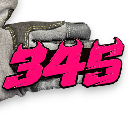 Custom 345 auto emblem for hood tailgate door or side panel placement