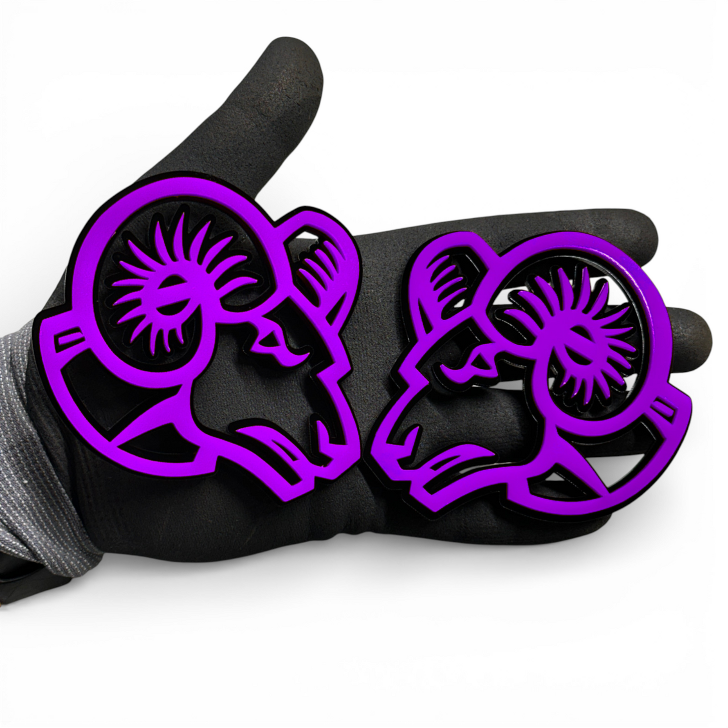 Big Horn Ram badge pair with red eye detail for Dodge Ram 1500 custom acrylic truck emblem