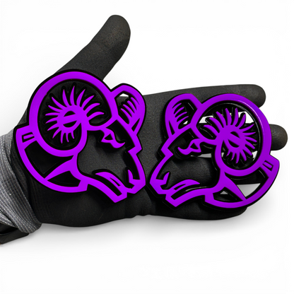 Big Horn Ram badge pair with red eye detail for Dodge Ram 1500 custom acrylic truck emblem