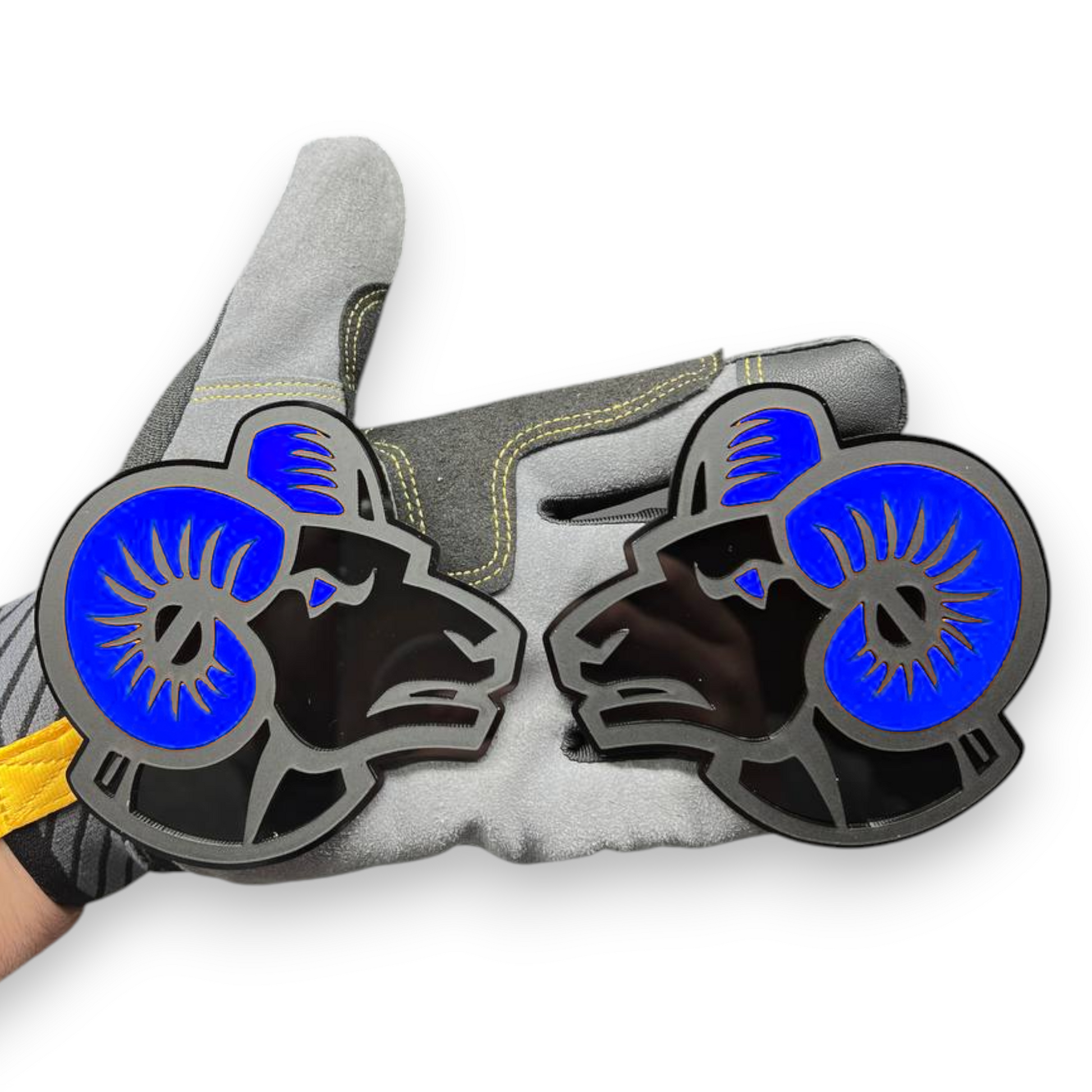 Custom Ram emblem pair with red eye for Ram 1500 2500 3500 trucks aftermarket badge