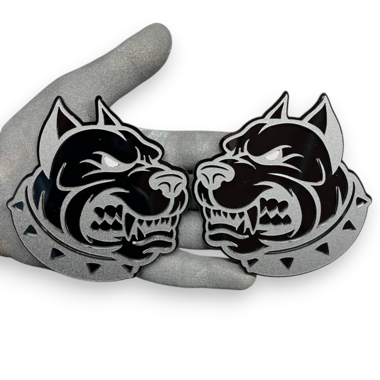 Dog head car emblem pair custom aftermarket automotive badge for vehicle styling