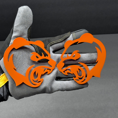 Grizzly Bear fender badge pair for trucks cars SUVs and custom automotive builds