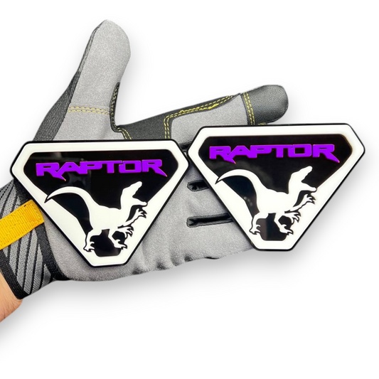 dinosaur shield badge on Ford F150 raptor style truck build