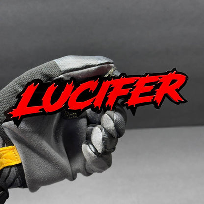 red black lightning font emblem for performance truck build