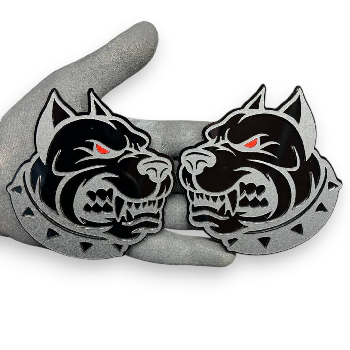 Dog head car emblem pair custom aftermarket automotive badge for vehicle styling
