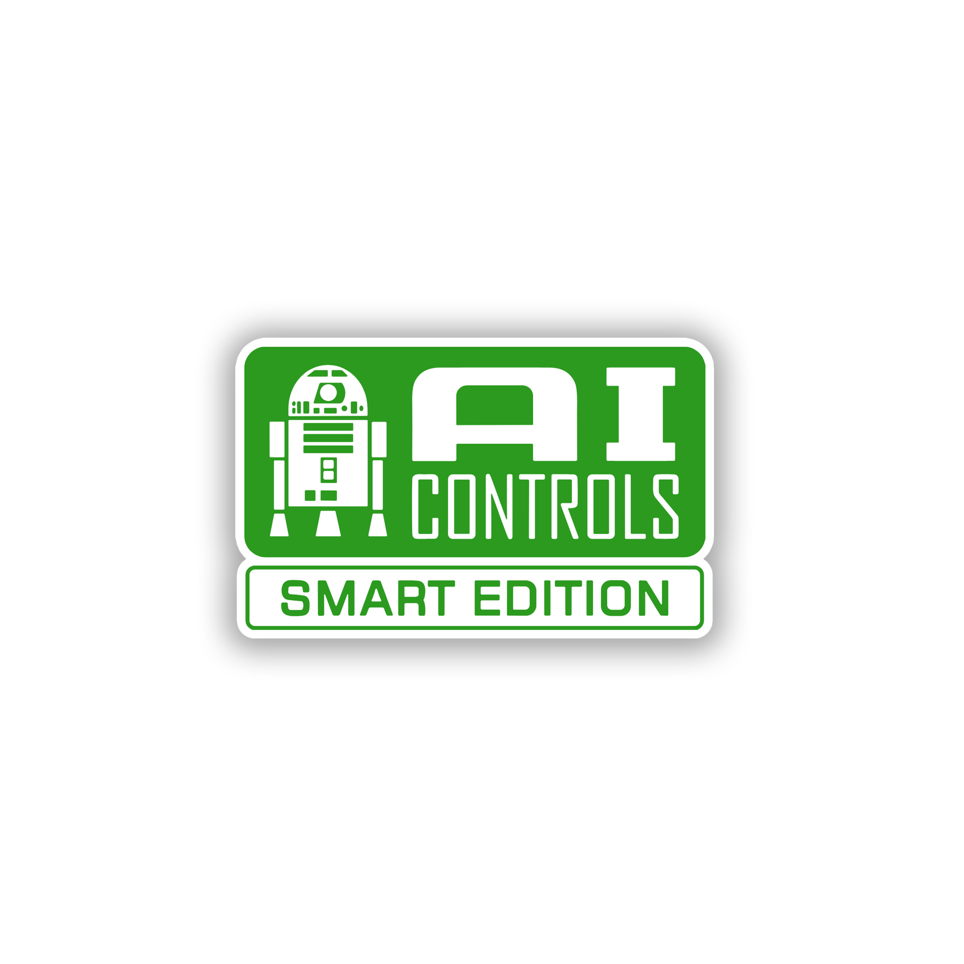 Smart AI Controls vehicle badge with futuristic robot inspired graphic