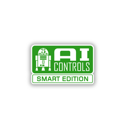 Smart AI Controls vehicle badge with futuristic robot inspired graphic