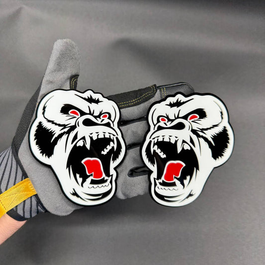 Albino gorilla car badge with white face, black details and red eyes for Ford F-150 truck fender emblem