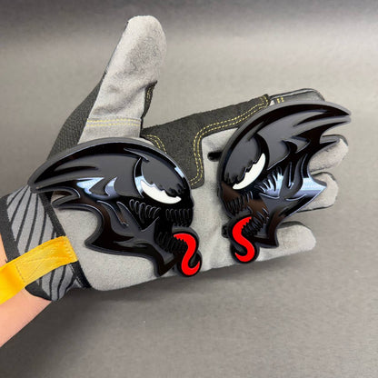 Unique ALIEN-inspired car badge featuring a futuristic creature head, designed for custom vehicle builds, muscle cars, pickup trucks and automotive enthusiasts.