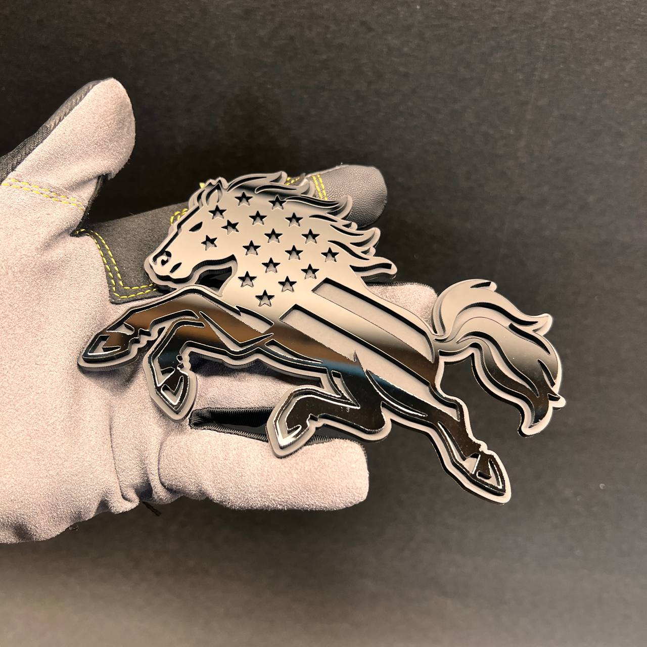 Patriotic bucking horse fender badge set for car or truck exterior