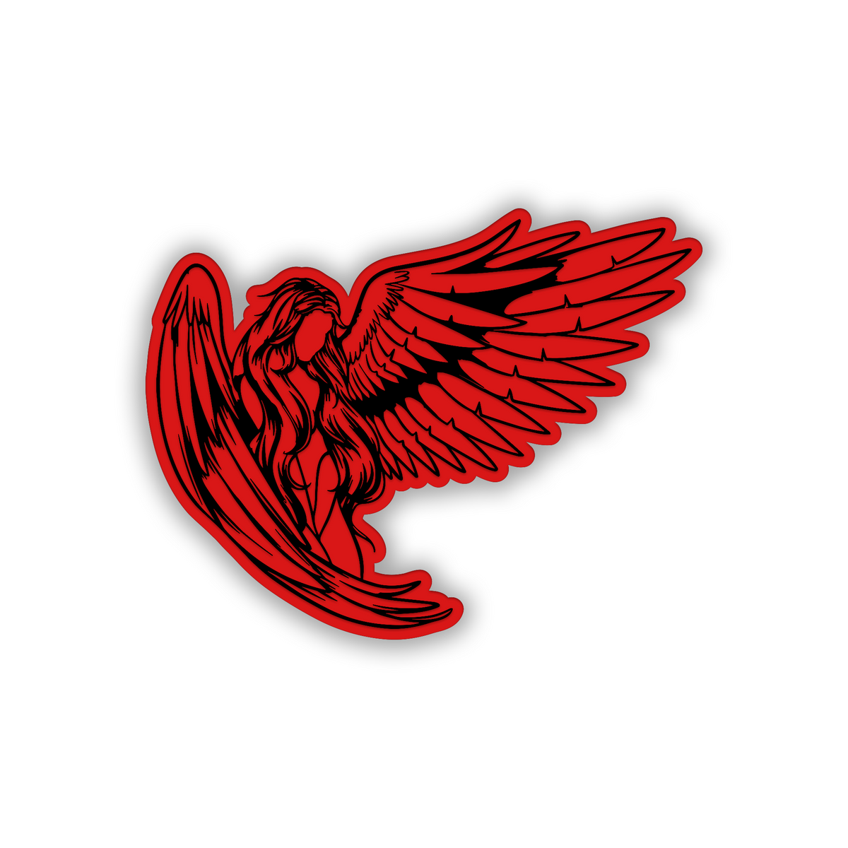 Angel wing car badge fender emblem with black engraved artwork