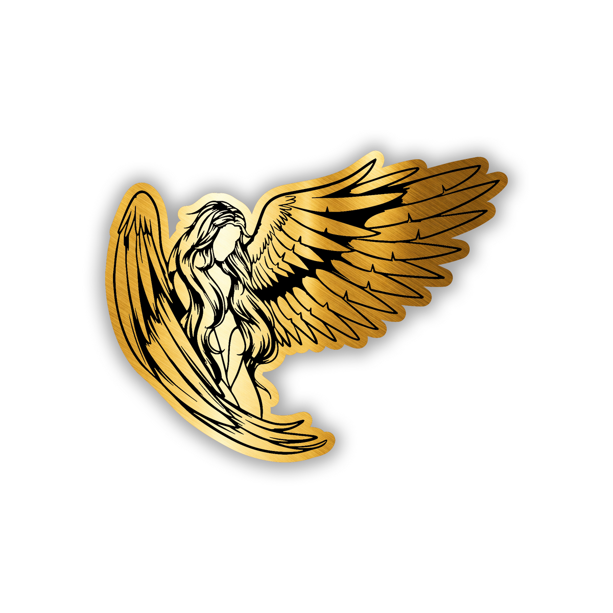 Custom style angel car fender emblem with brushed metal appearance