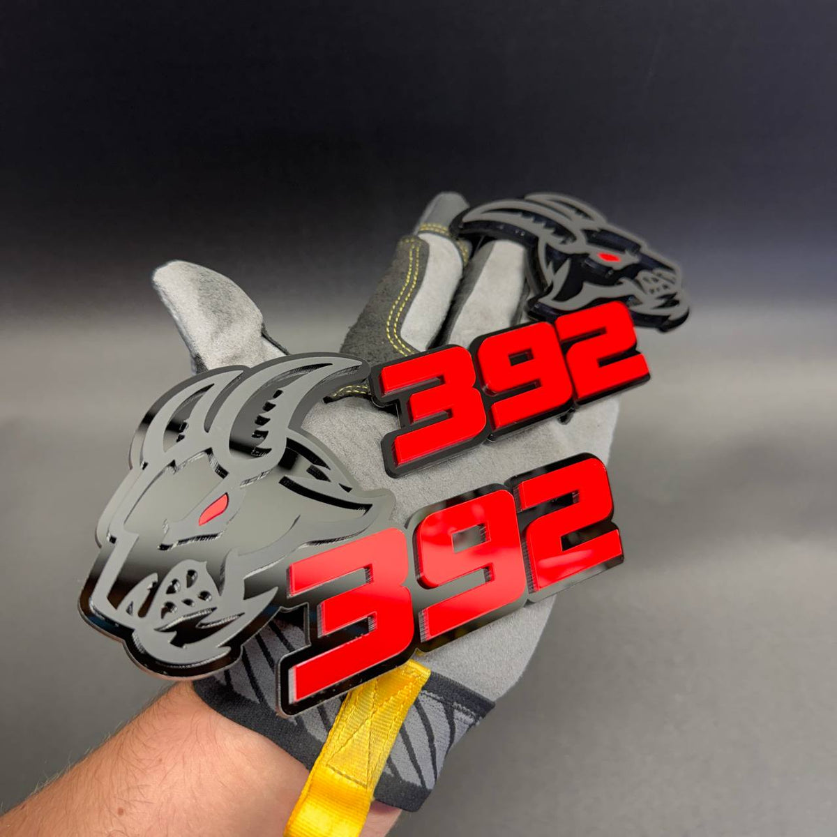 Angry Goat 392 performance badge with goat head design for Dodge and RAM