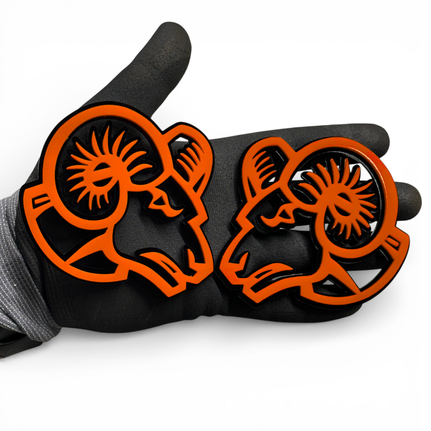 Custom Ram head acrylic badge for Dodge Ram 2500 truck with aggressive red eye design