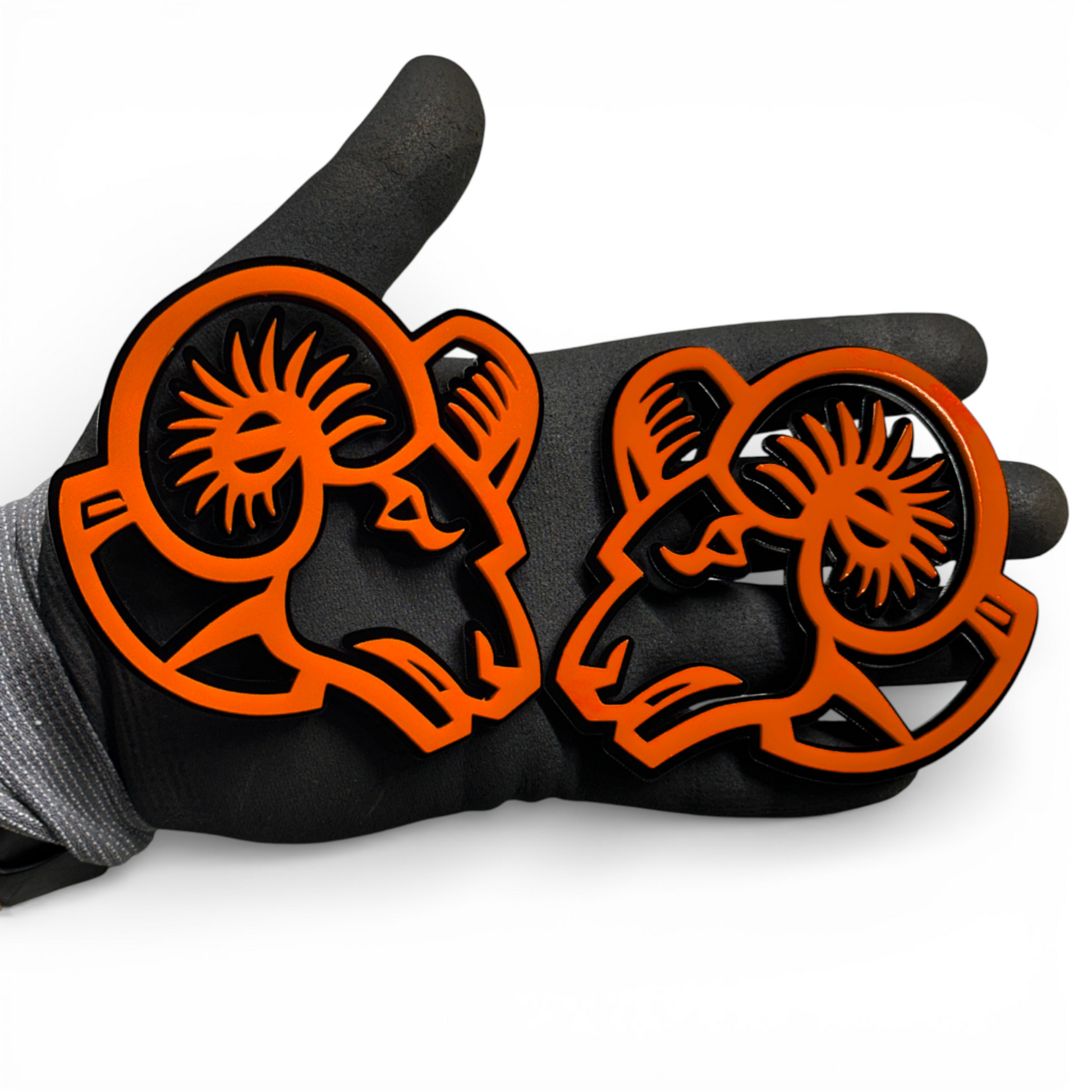 Custom Ram head acrylic badge for Dodge Ram 2500 truck with aggressive red eye design