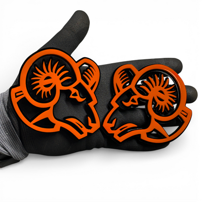 Custom Ram head acrylic badge for Dodge Ram 2500 truck with aggressive red eye design