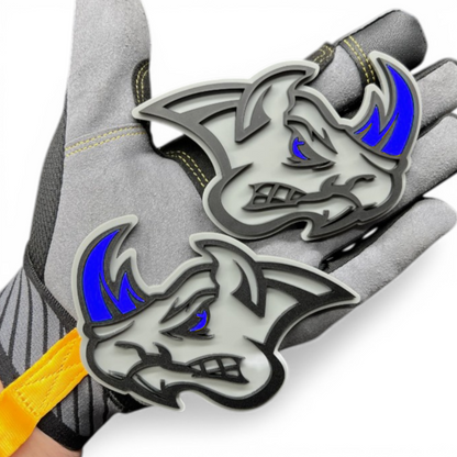 Aftermarket Rhino emblem pair for car truck SUV Jeep and off-road vehicle builds