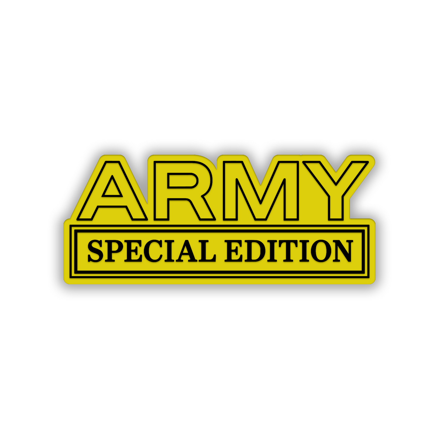 Army Special Edition automotive badge with brushed silver finish and black text
