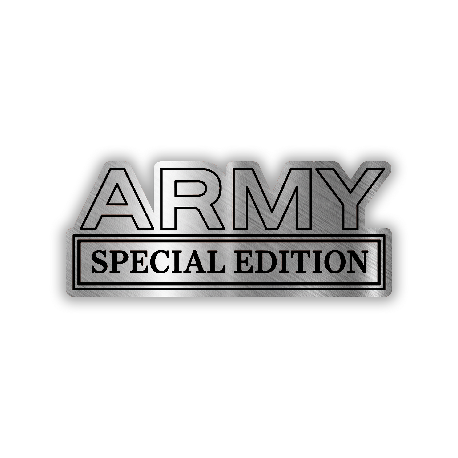 Army Special Edition engraved car badge with brushed silver finish