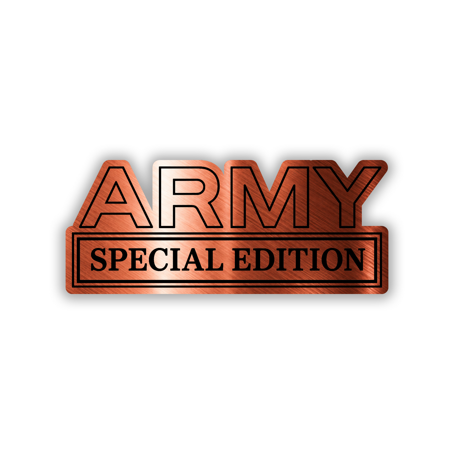 Engraved Army Special Edition automotive emblem in brushed silver style