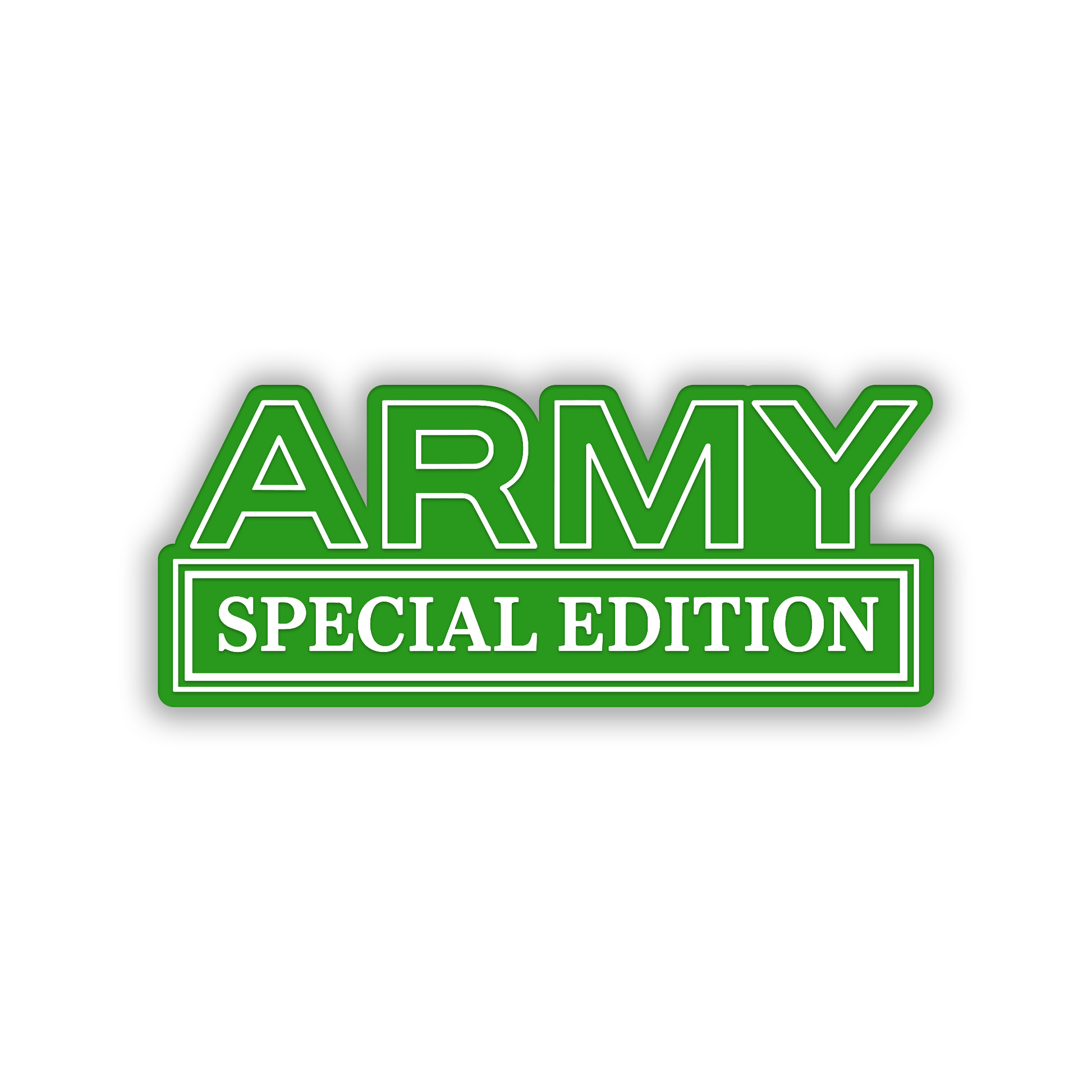 Army Special Edition engraved vehicle emblem with bold outlined lettering