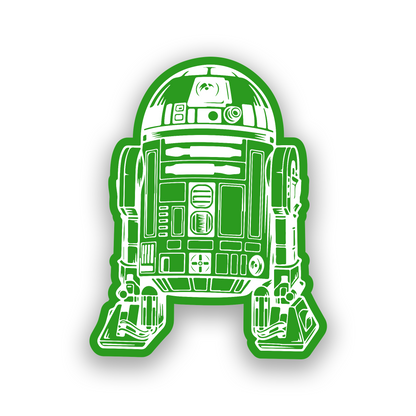 Astromech droid inspired engraved car emblem with futuristic sci fi styling