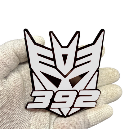 Autobot style 392 badge for Dodge RAM 1500 HEMI tailgate, custom black and red acrylic truck emblem