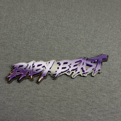BABY BEAST purple 3D car emblem, custom text badge for Jeep, Chevrolet, GMC, pickup trucks and SUVs.