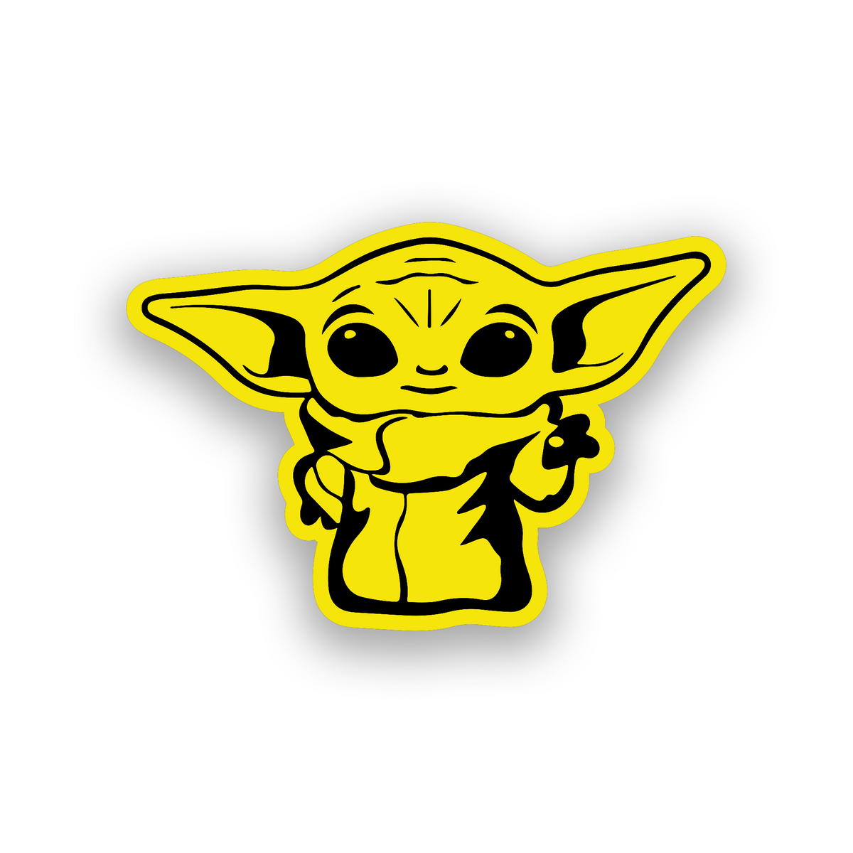 Grogu character inspired engraved car emblem with clean galactic sci fi styling