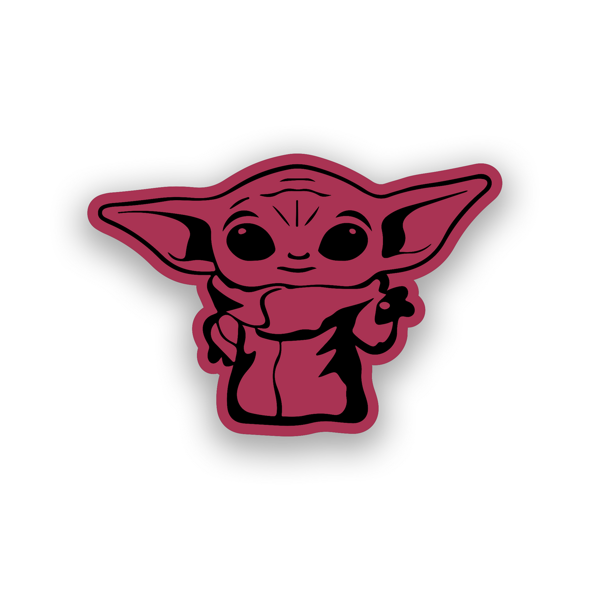 Custom Grogu inspired car emblem with bold engraved cute sci fi character design