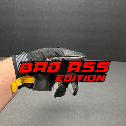 Bad Ass Edition custom car badge in red and gloss black for truck or car fender.