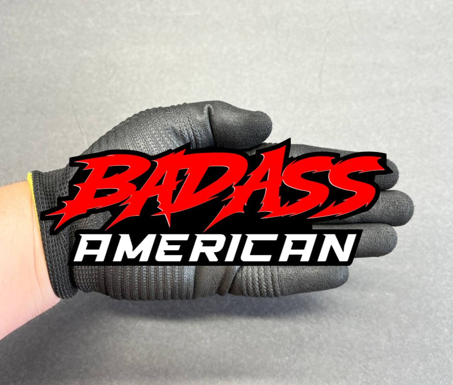 Custom Badass American text badge decal style acrylic emblem for muscle truck and offroad vehicle styling