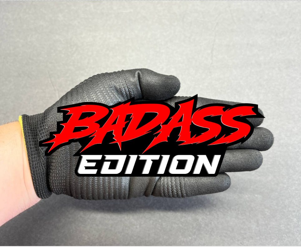 Badass American acrylic car badge emblem in red and black for truck fender or tailgate customization