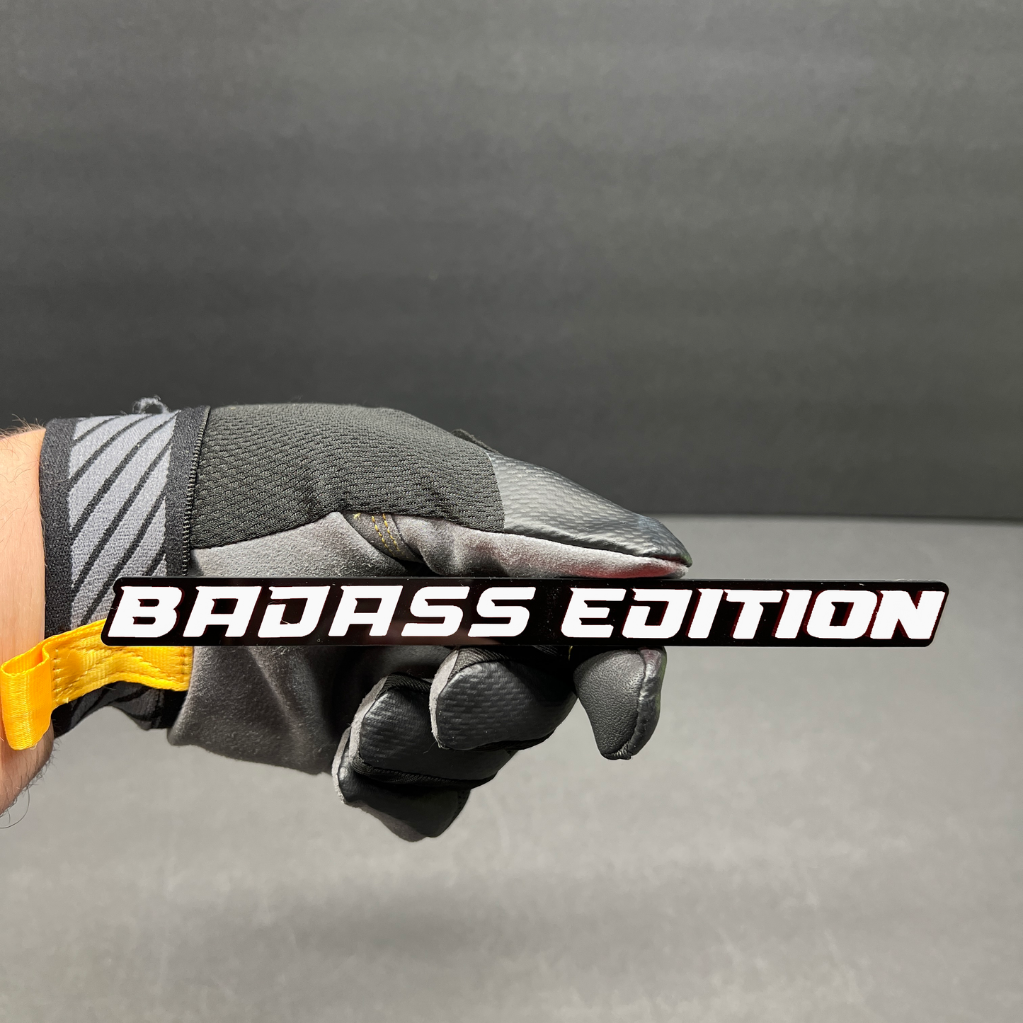 Custom Badass Edition automotive text emblem designed for truck, SUV, and car exterior styling.